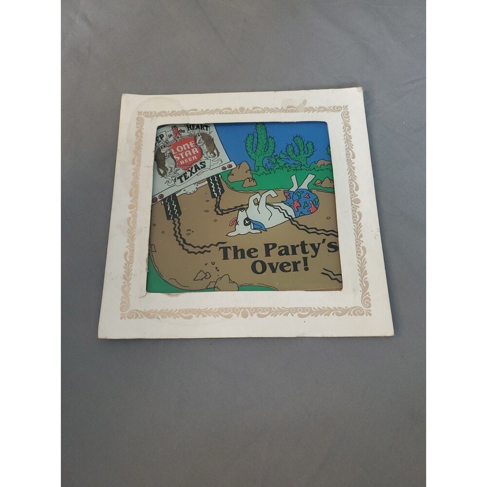 Vintage Lone Star Beer Carnival Glass Mirror 6x6